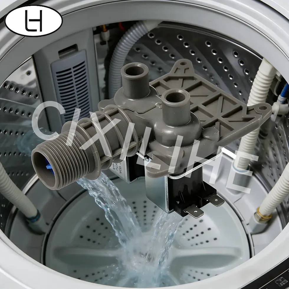 Gray Double Washing Machine Water Inlet Valve